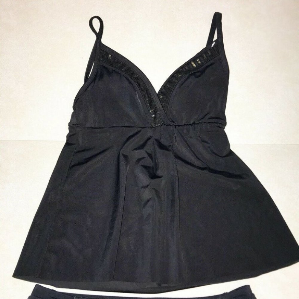 American Beach Swim Black Tankini Top & Bottom Set Womens Size S New - Picture 2 of 12